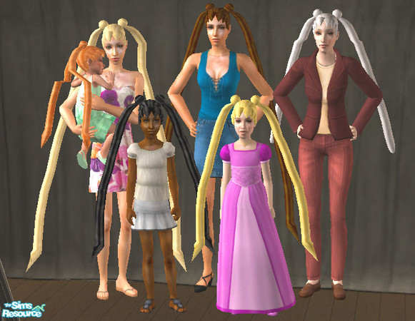 Sims 2 — Sailor Moon Hair by Caryl — Hair inspired by the character Usagi/Serena from Sailor Moon. The animation is weird