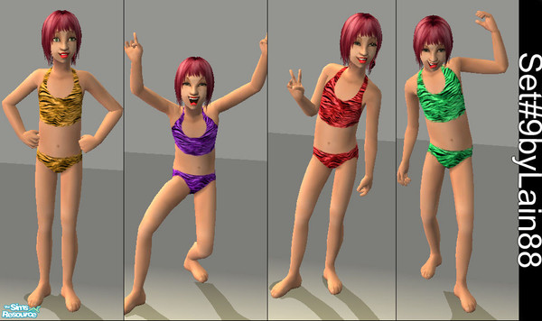 Sims 2 — Set9  by Lain88 — 4 Zebra printed bathing suits.