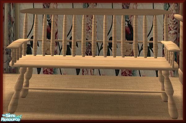 Sims 2 — NK Shaker Natural Oak DR Bench by MoMama — A two-seater bench in a natural oak wood.