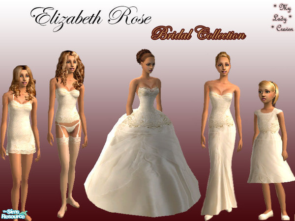 Sims 2 — The Elizabeth Rose BridalCollection by myladycraven — A set of 5 elegant bridal outfits in Traditional white;