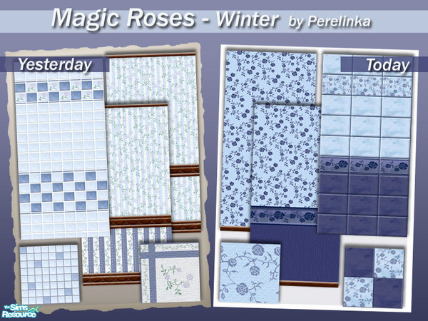 Sims 2 — MAGIC ROSES - WINTER Set by perelinka — Cheap walls and floors for your starter house (coming in two different