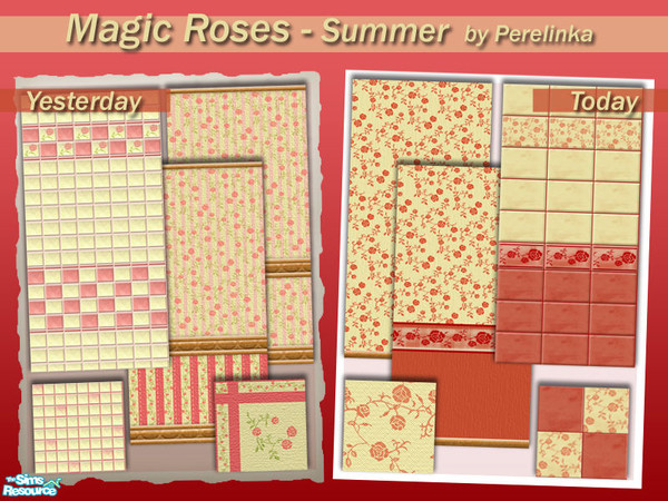 Sims 2 — MAGIC ROSES - SUMMER Set by perelinka — Cheap walls and floors for your starter house (coming in two different