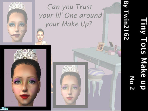 Sims 2 — Tiny Tots Makeup Mess by twin2162 — Oh No, The children have got into Mummy\'s Make up!! This set contains two