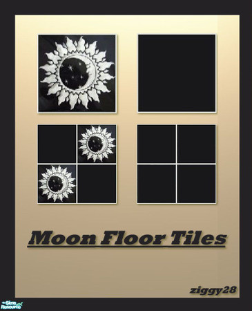 Sims 2 — Moon Floor Tiles by ziggy28 — A set of 4 moon floor tiles in black and white