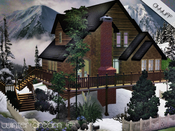 Sims 3 — Winter Dream  by ayyuff — 30x20 fully furnished and decorated winter house with 3 bedrooms,2 bathrooms,lake in