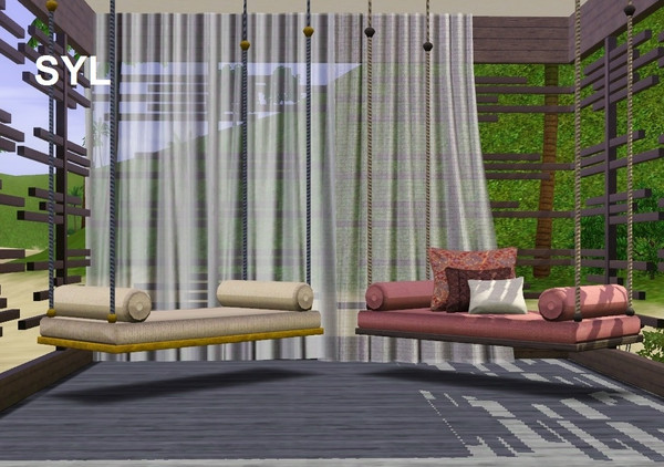 Sims 3 — SY Zen Paradise Daybed by eryt96 — Hanging daybed cloned from a 2-seater sofa. 3 recolorable parts. Polycount -