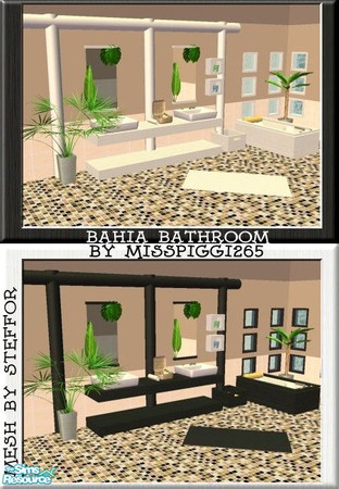 Sims 2 — Bahia Bathroom Recolour in B&W by MissPiggi265 — Steffor's Bahia Bathroom in Black and White.