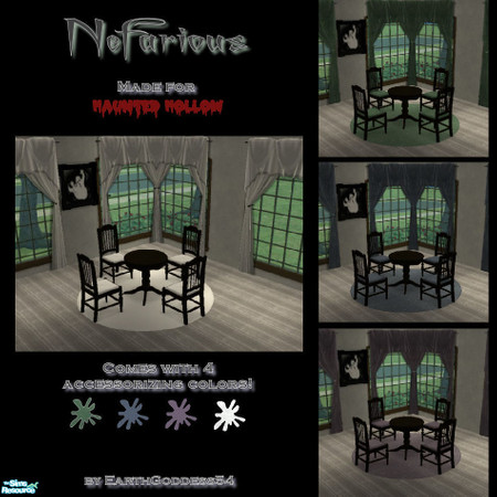 Sims 2 — Haunted Hollow: Nefarious Dining by EarthGoddess54 — A dusty-hued dining set, made for the spooky \'hood,
