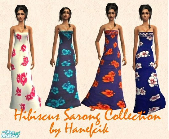 Sims 2 — Hibiscus Print Sarong Collection by Hanefcik — This exquisitive collection consists on 4 beautifully