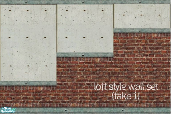 Sims 2 — Loft Style Wall Set by poplers — 'Allo again.I now bring to you a wall set, it has a mix of concrete and brick,