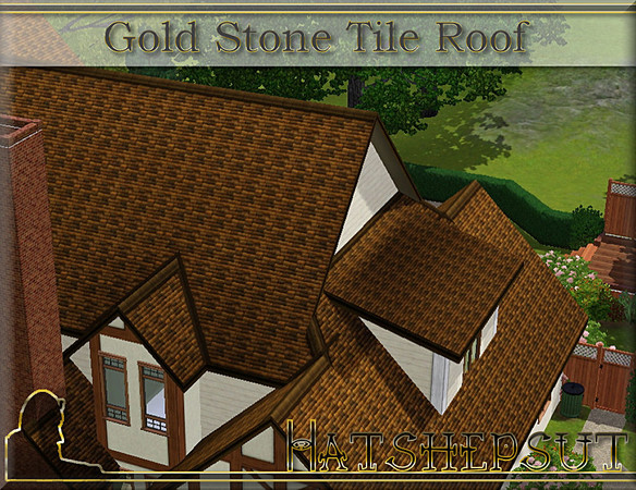 Sims 3 — Gold Stone Tile Roof  by hatshepsut — A worn stone tile roof 