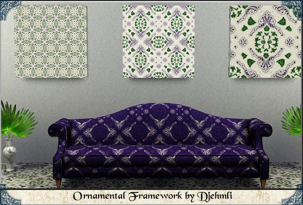 Sims 3 — Djem_Ornamental Framework by djehmli — A ornamental pattern great for rugs or floors or upholstery. Three