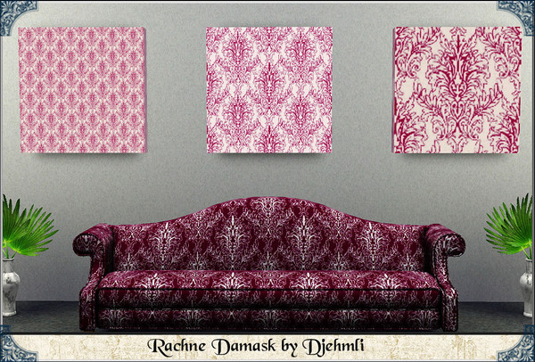 Sims 3 — Djem_Rachne Damask by djehmli — A web-like wispy delicate damask pattern. Two color-able palettes Please see