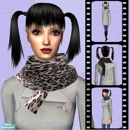 Sims 2 — Leopard print scarf - grey by ebony01 — Leopard print scarf - grey
