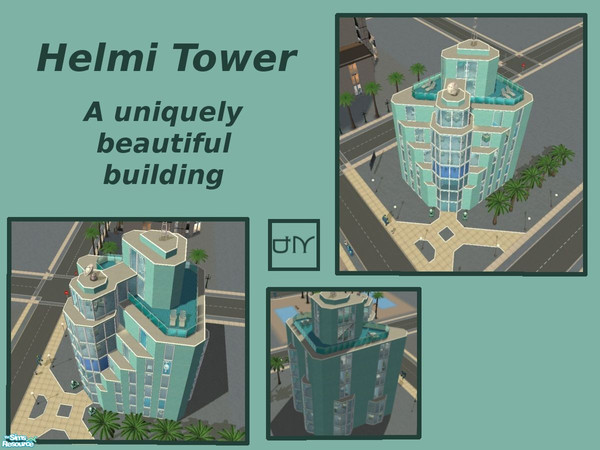 Sims 2 — Helmi Tower by juhhmi — A unique office building for your downtowns! Dual-winner of TSR February 2010 Building