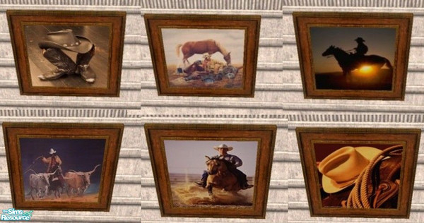 Sims 2 — Western Set 3 by MinnieMinPin — 6 western prints inspired by the American Cowboy and the old west. Found under