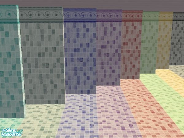 Sims 2 — Gorgeous Tile set by tamlfra — I remixed a pattern I previously released here and recolored it with a few of my