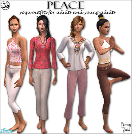 Sims 2 — Peace by BunnyTSR — Four stylish & comfortable outfits with bare feet, ideal for yoga practice, each