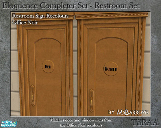 Sims 2 — Eloquence Restroom Recolour - Office Noir Women by MsBarrows — Pictogram recolour - black retro text of the word
