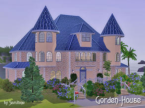 Sims 3 — Gorden House by Semitone — Includs new roof with white trim. And a little garden with plants.