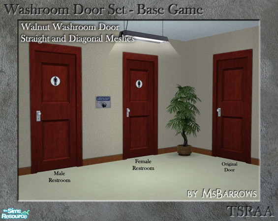 Sims 2 — Washroom Door - Walnut - Male S by MsBarrows — Washroom door based on the Walnut Door. Mesh for male door on