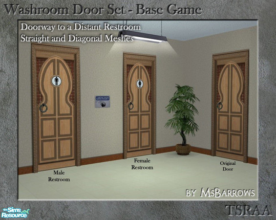 Sims 2 — Washroom Door - Distant Land - Female S by MsBarrows — Washroom door based on the Doorway to a Distant Land.