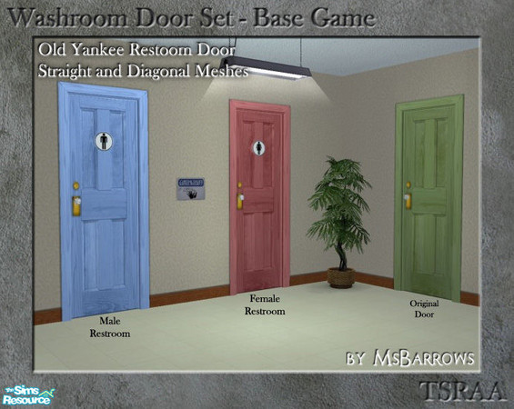 Sims 2 — Washroom Door - Old Yankee - Male D by MsBarrows — Washroom door based on the Old Yankee \"4 Score\"
