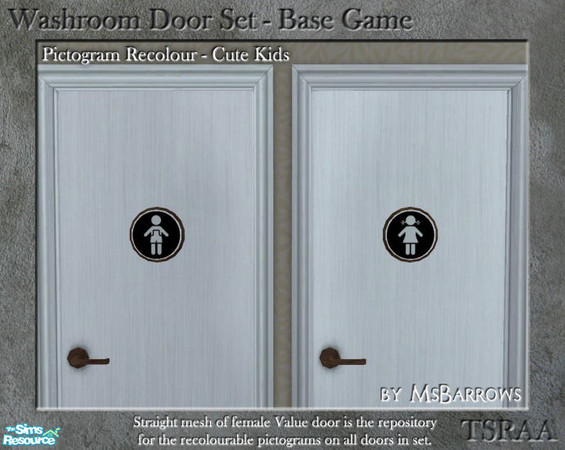 Sims 2 — Washroom Door - Pictogram - Cute Kids by MsBarrows — Recolour of washroom door pictograms - cute little kids