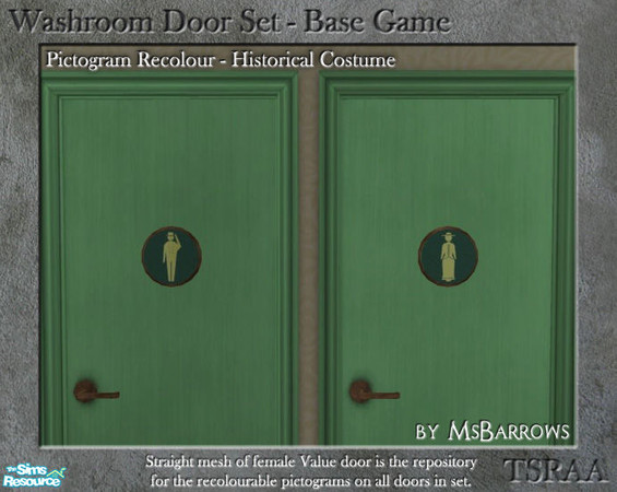 Sims 2 — Washroom Door - Pictogram - Historical by MsBarrows — Recolour of washroom door pictograms - male and female