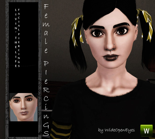 Sims 3 — Female Facial Piercings - Livin' The Life by wideopeneyes — A set of facial piercings for your gals who have