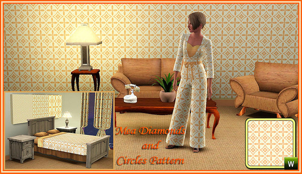 Sims 3 — Mea_Diamonds and Circles_Pattern by oumamea — 2 Colors Abstract Cloth