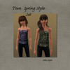 Sims 3 — TeenSpringStyleSet by AlixStyle — Teen spring tube top and jean capris.
