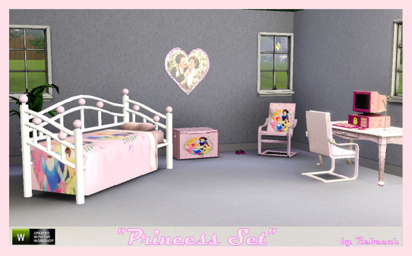 Sims 3 — Princess Set by rebecah — Set Includes: Day Bed (Single Bed) - 2 options are full recolorable 2 options have