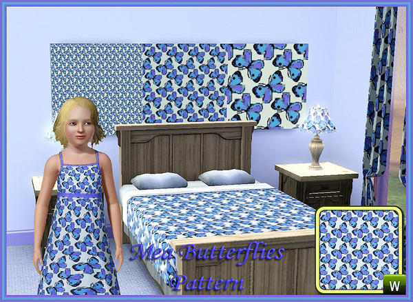 Sims 3 — Mea_Butterflies_Pattern by oumamea — 4 Colors Themed Cloth