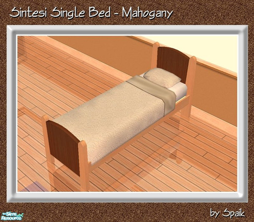 Sims 2 — Sintesi Single Bed - Mahogany by Spaik — Recolour in mahogany and walnut wood of my Sintesi Bedroom Single Bed.