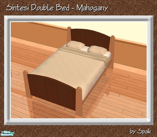 Sims 2 — Sintesi Double Bed - Mahogany by Spaik — Recolour in mahogany and walnut wood of my Sintesi Bedroom Double Bed.