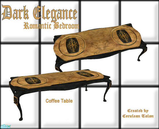 Sims 2 — Dark Elegance Bedroom - Coffee Table by Cerulean Talon — Rich colors and textures combine to make this bedroom a