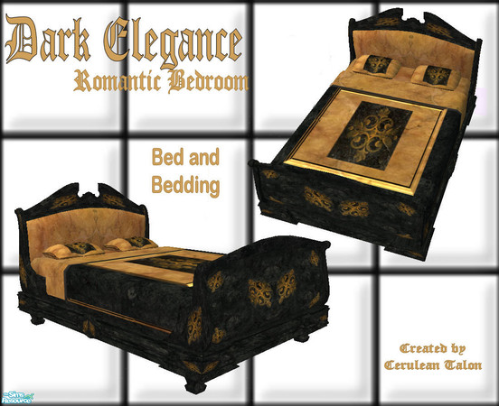 Sims 2 — Dark Elegance Bedroom - Bed and Bedding by Cerulean Talon — Rich colors and textures combine to make this