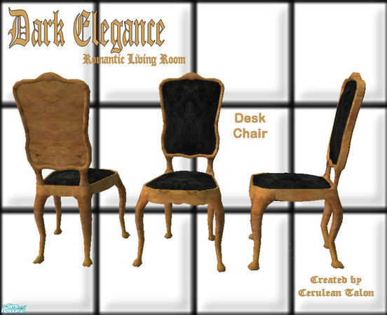 Sims 2 — Dark Elegance Living Room - Desk Chair by Cerulean Talon — Enjoy the luxury and elegance of this multi-textured