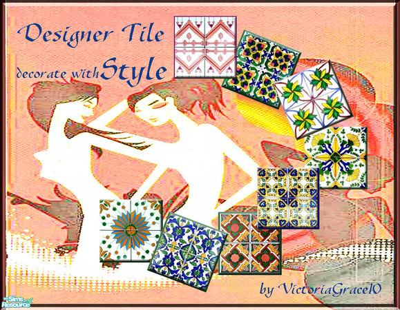 Sims 2 — Designer Floor Tile by VictoriaGrace — Bright, colorful floor tiles 