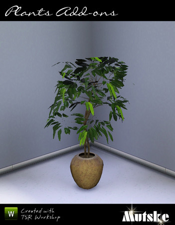 Sims 3 — Fig Tree by Mutske — 2 Recolorable parts. 4 Variations. Made by Mutske@TSR. TSRAA.