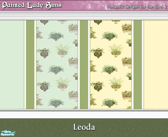 Sims 2 — Leoda Wall Collection by paintedladysims — A collection of 9 botanical wall designs for your sim homes.