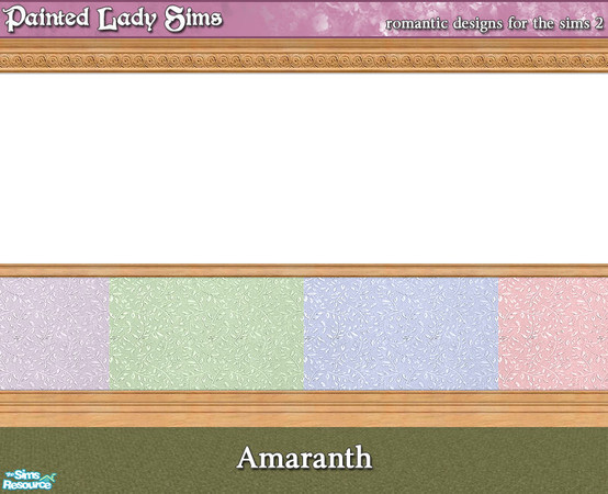 Sims 2 — Amaranth Wall Collection by paintedladysims — A collection of 9 wall designs featuring a botanical print for