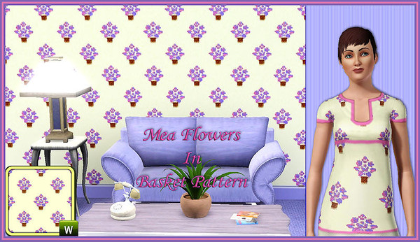 Sims 3 — Mea_Flower_Basket_Pattern by oumamea — 4 Colors Abstract Cloth Pattern
