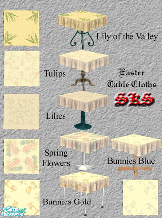 Sims 2 — Easter Tablecloths by 71robert13 — 6 different Easter tablecloths to cover any 1x1 dining table for your Easter