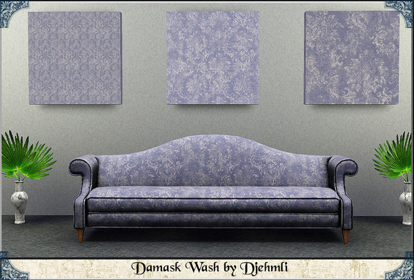 Sims 3 — Djem_Damask Wash by djehmli — A damask pattern with a paint wash. Two Color-able Palettes.