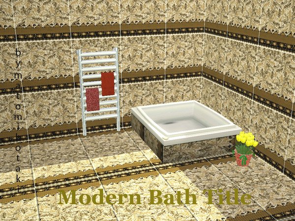 Sims 3 — Modern Bath Title by matomibotaki — Extraordinary bath title in brown/beige. You will find it under Title/Mosaic