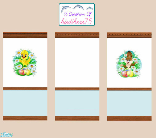 Sims 2 — Daisy Easter in Blue SET HB75 @TSR $1 by hiedibear75 — Happy Easter! These walls are sure to brighten your