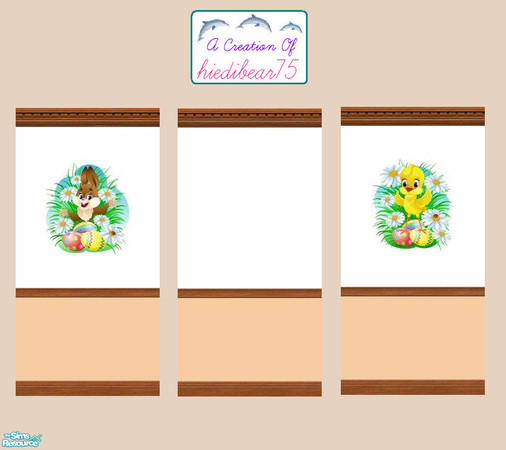 Sims 2 — Daisy Easter in Peach SET HB75 @TSR $1 by hiedibear75 — Happy Easter! These walls are sure to brighten your