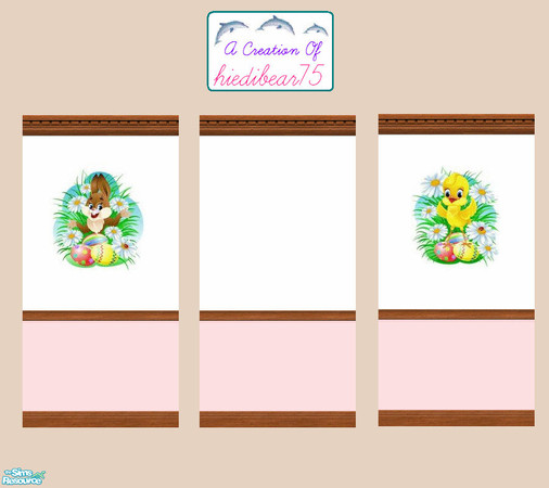 Sims 2 — Daisy Easter in Pink SET HB75 @TSR $1 by hiedibear75 — Happy Easter! These walls are sure to brighten your